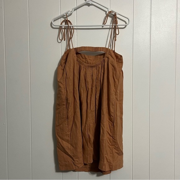 NWT Abercrombie & Fitch Linen Blend Tie-Strap Trapeze Mini Dress - Picture 4 of 5